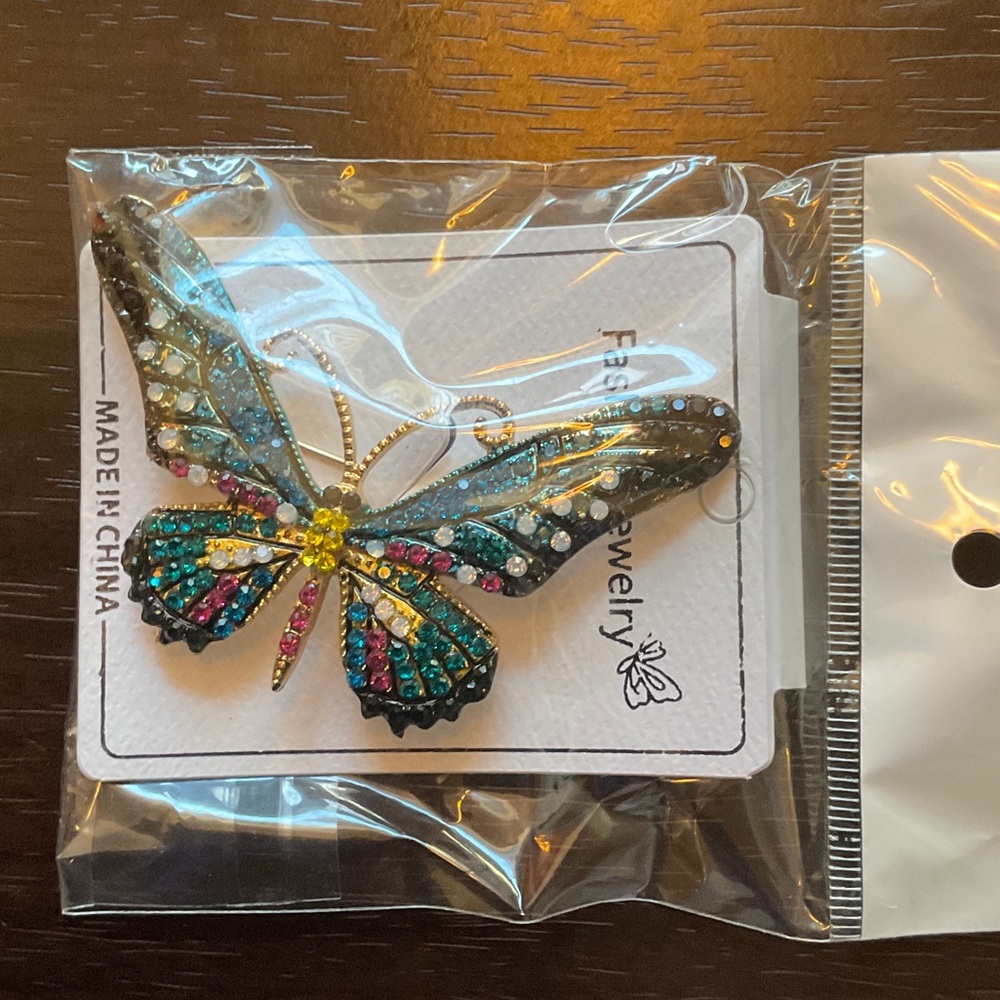 Elegant Multicolor Butterfly Brooch